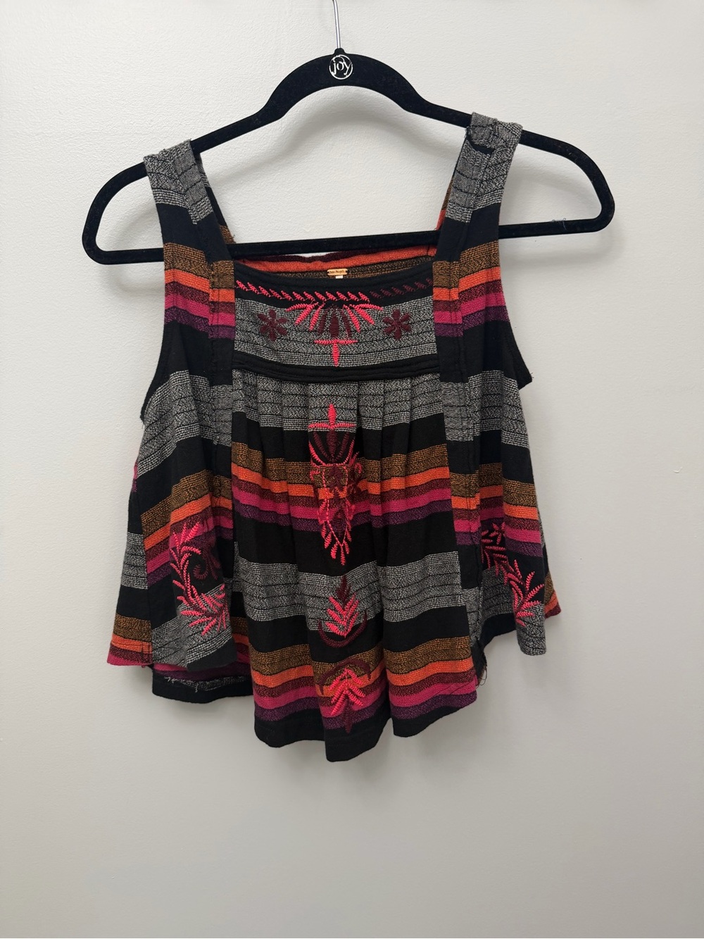 Free People Vintage Stripe Embroidered Swing Tank Top